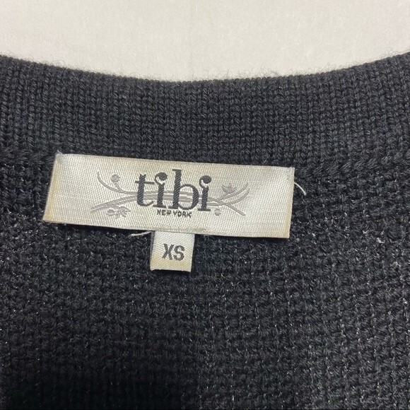 Tibi New York Merino Wool Metallic Shimmer Sweater Dress in Black and Gold XS - Picture 8 of 11